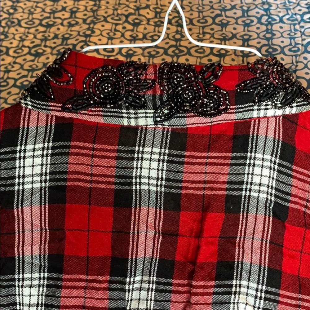 Zara embellished collar button up plaid top